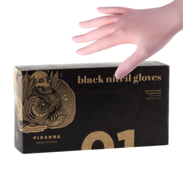 Box mit 100 Piranha Pink Nitril handschuhen