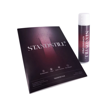 Box mit 25 StandStill Transfer Film und Adhesive Stencil Spray