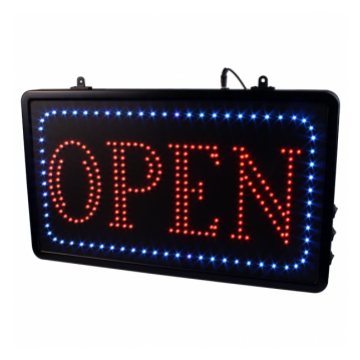 „OPEN" - LED-Schild zum Aufhängen, mit Kette 