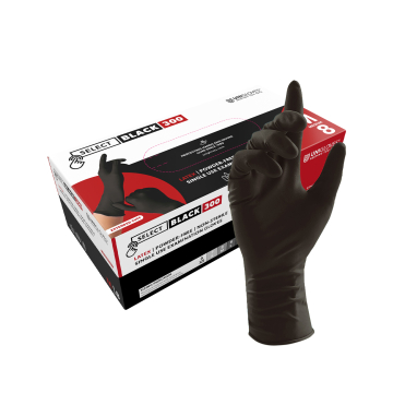 Box mit Unigloves Long Cuff Black Latex handschuhen