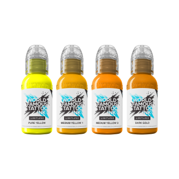 World Famous Limitless Tattoo Ink - Shades of Yellow Collection - 4x 30 ml