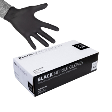 Box mit 100 schwarzen Nitrilhandschuhen