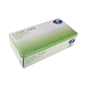 100 St. cremefarbene Unicare Latex Handschuhe