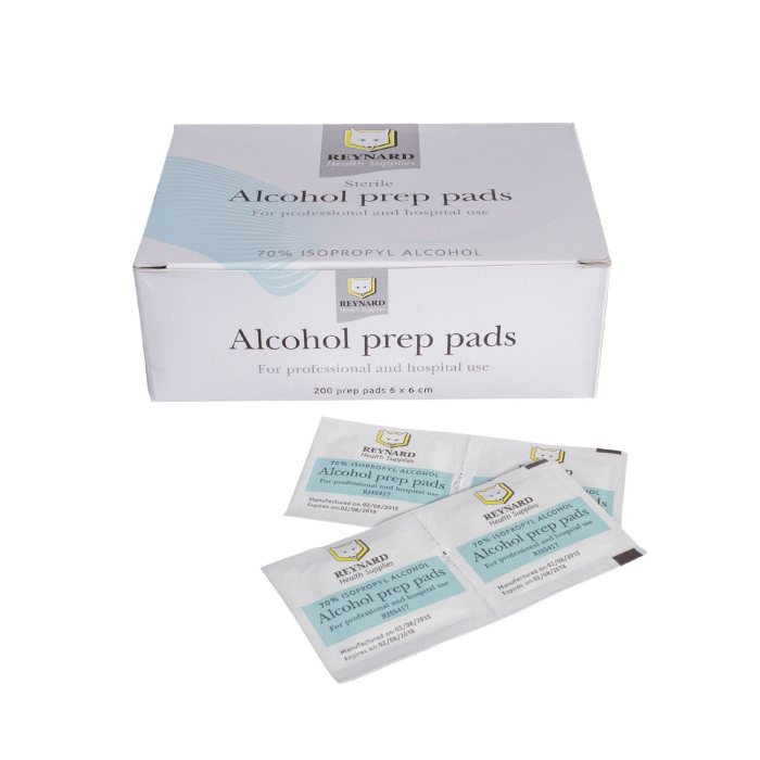Box of 200 Reynards Alco Wipes alcohol prep pads for medical use