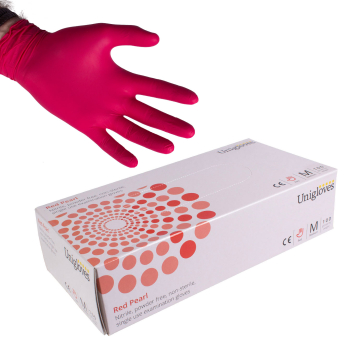 Box mit 100 Unigloves Red Pearl Nitril handschuhen