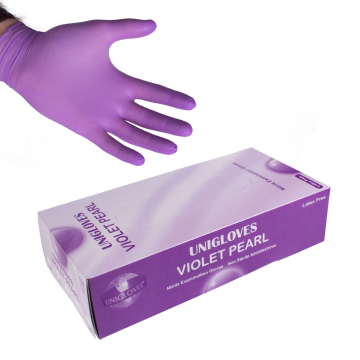 Box mit 100 Unigloves Violet Pearl Nitril handschuhen