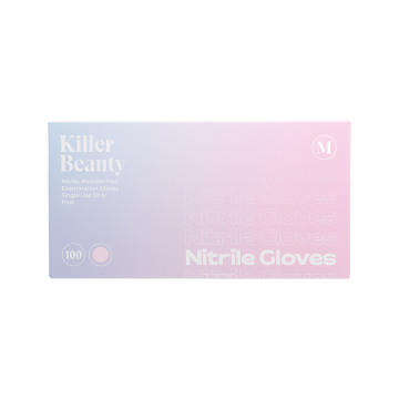 Box mit 100 Killer Beauty pinken Nitril handschuhen - Karton mit 10 Boxen