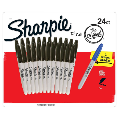 Box mit 24 Sharpie Fine Point schwarze Marker - Plus 1 Blauer Marker