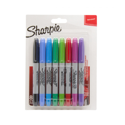 Box von 8 Sharpie Twintip-Markern mit feiner und ultrafeiner Spitze