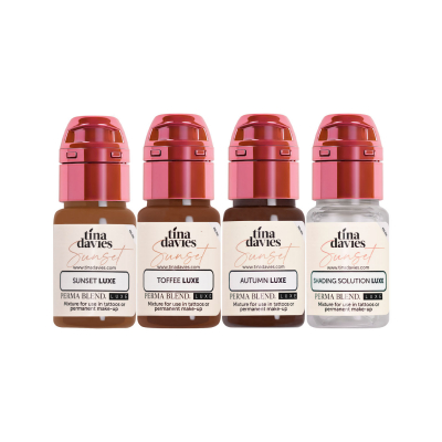 Perma Blend LUXE PMU Ink - Tina Davies Sunset Brow Collection - Komplettes Set mit 4 x 15 ml