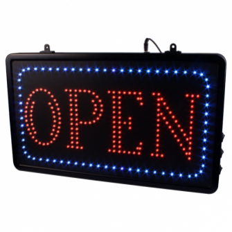 „OPEN“ – LED-Schild zum Aufhängen, mit Kette 