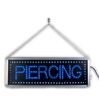 „Piercing“ – LED-Schild zum Aufhängen, mit Kette
