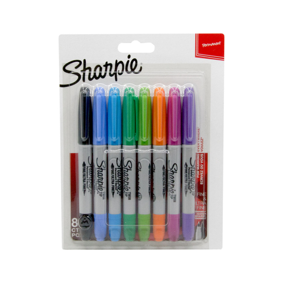 Box von 8 Sharpie Twintip-Markern mit feiner und ultrafeiner Spitze