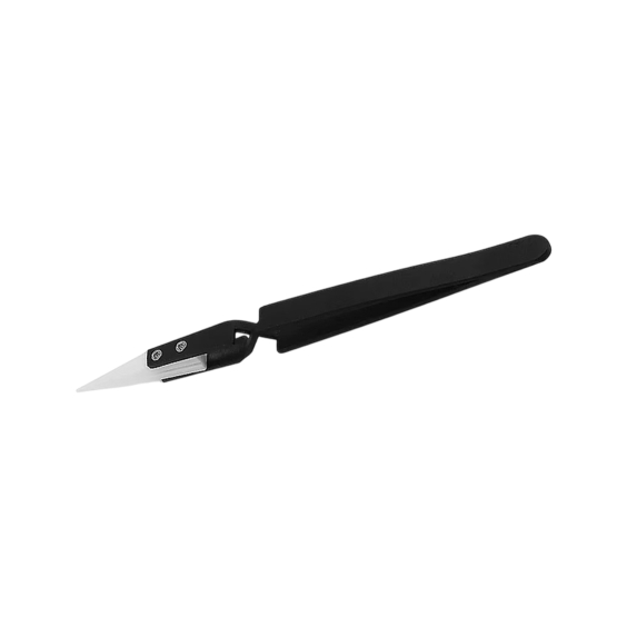 Schwarze Gebogene Schmuck Pinzette mit Keramikspitze - Aces Supply