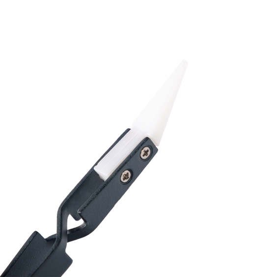 Schwarze Abgewinkelte Schmuck Pinzette mit Keramikspitze - Aces Supply