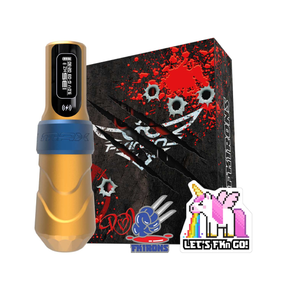 FK Irons Flux Max mit 2x PowerBolt II - 4,0 mm Hub - Logan (Yellow/Matte Blue)