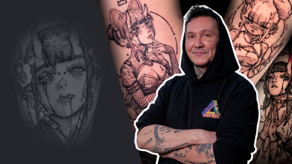 So entsteht ein Sketch-Style Anime Tattoo mit Julien