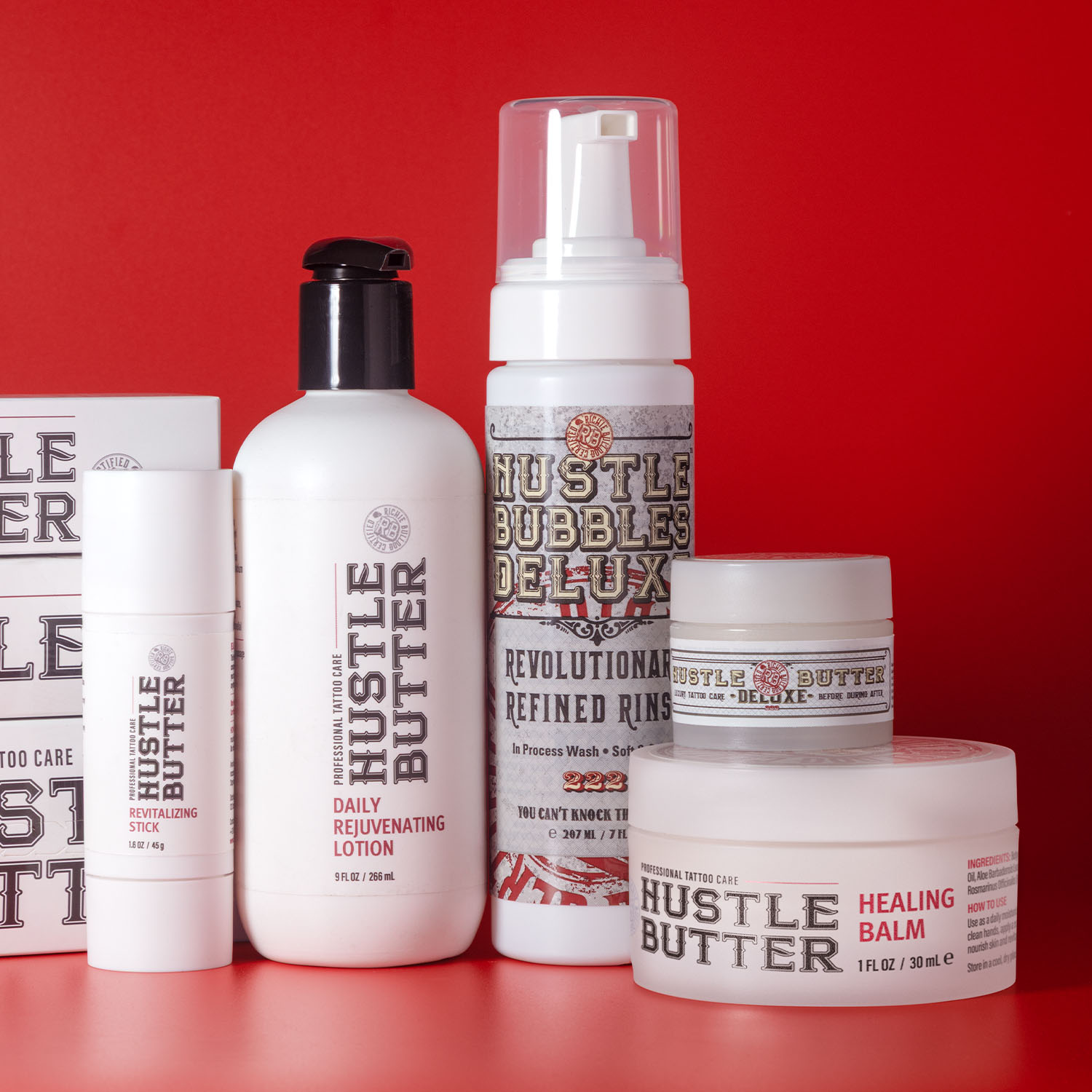 Hygiene- und Nachpflegeprodukte von Hustle Butter